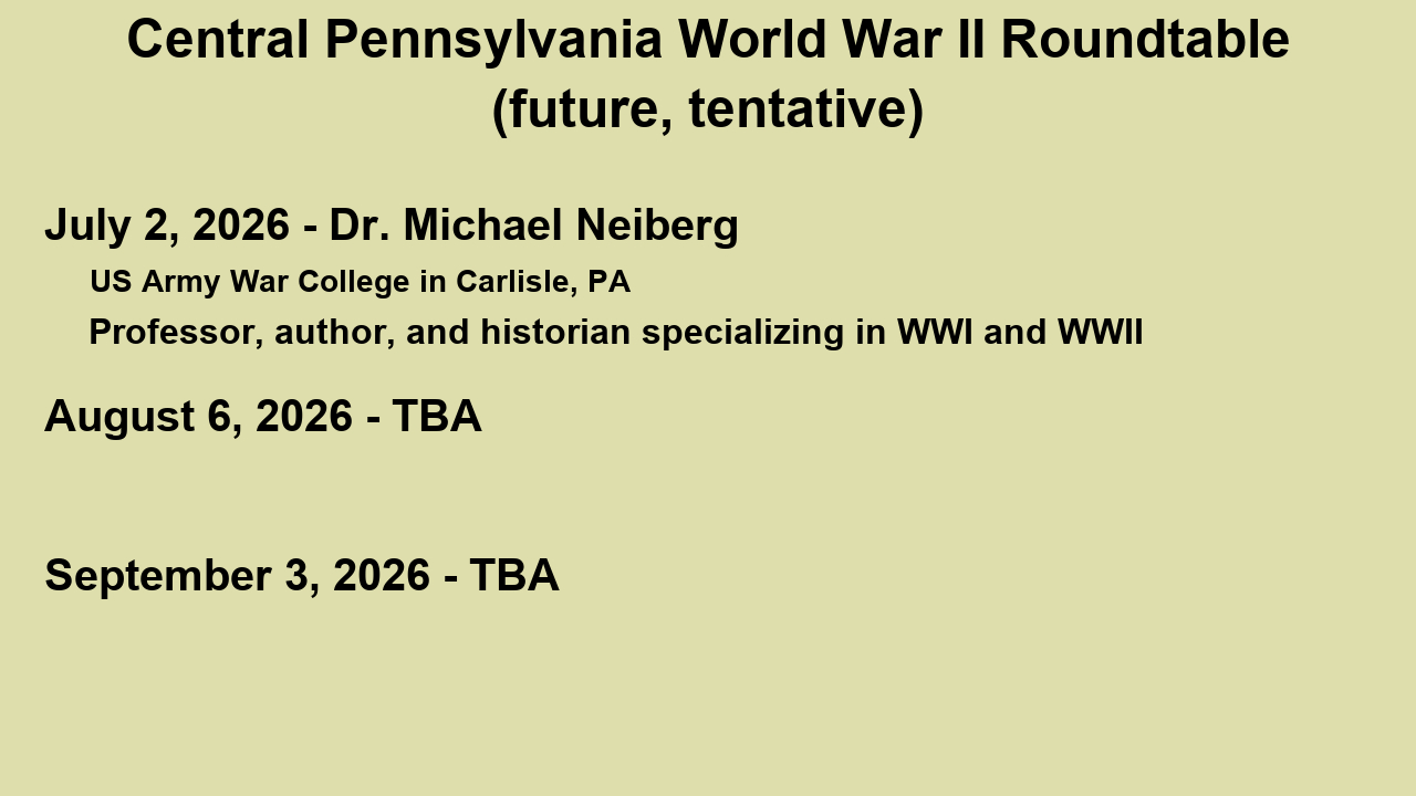 Future presentations